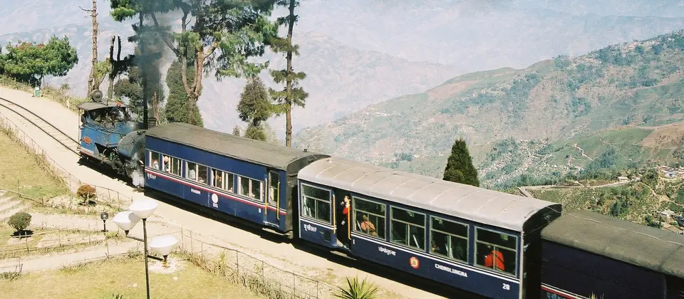 Darjeeling Himalayan Railway toy train on the Batasia Loop