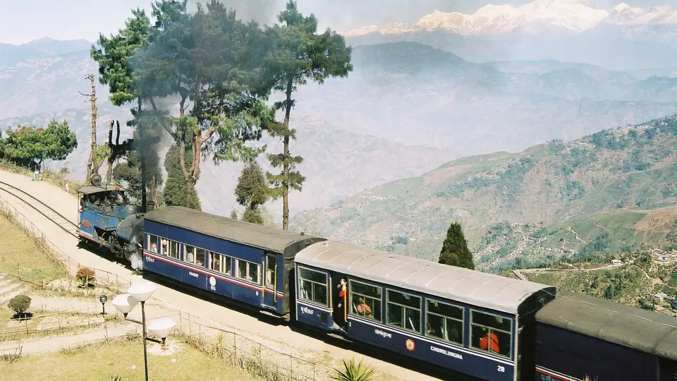 Darjeeling Himalayan Railway toy train on the Batasia Loop