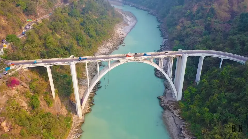 Bridge over the Teesta at Sevoke, seen from above